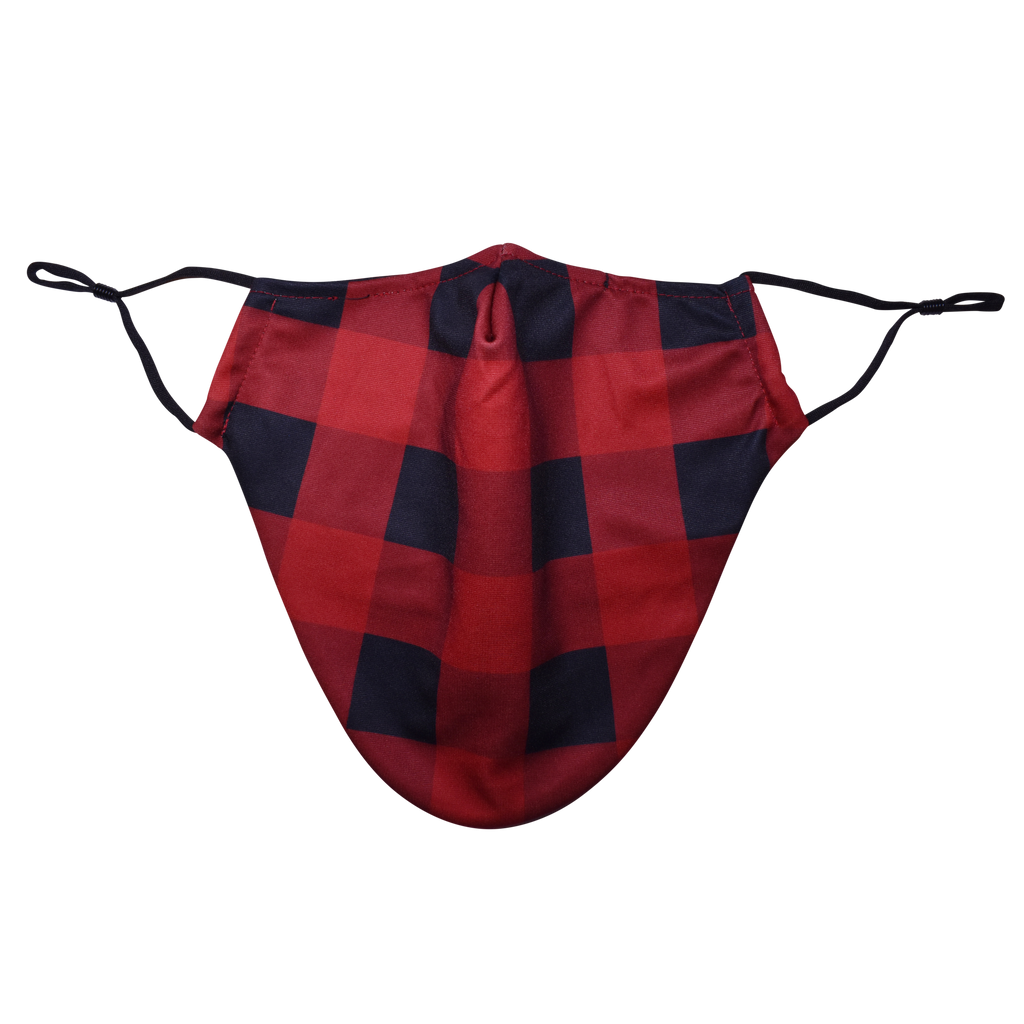Christmas Theme Beard Face Mask - Red Buffalo Plaid - Medium