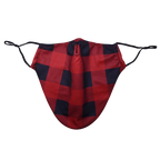 Christmas Theme Beard Face Mask - Red Buffalo Plaid - Medium