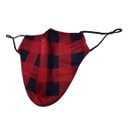 Christmas Theme Beard Face Mask - Red Buffalo Plaid - Medium