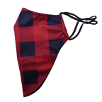Christmas Theme Beard Face Mask - Red Buffalo Plaid - Medium