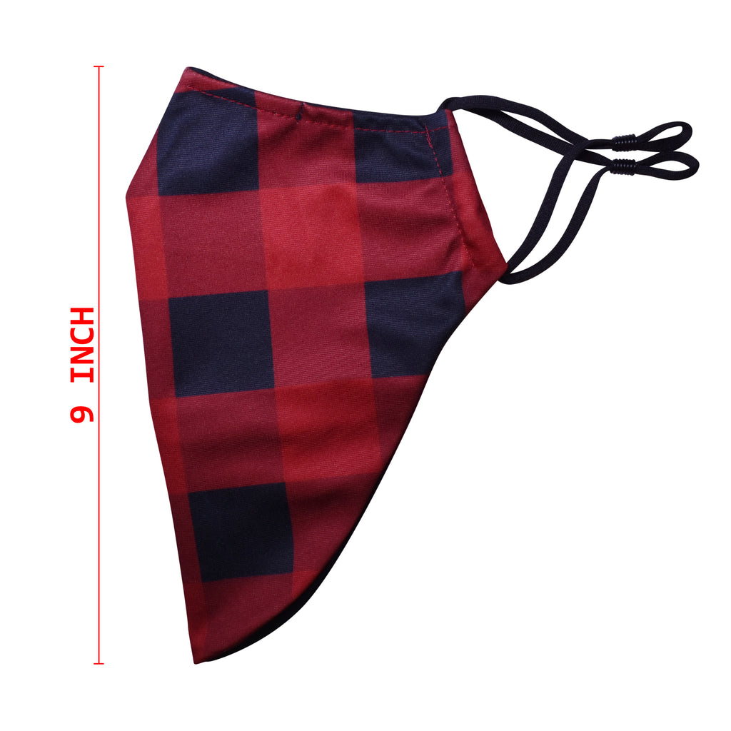 Christmas Theme Beard Face Mask - Red Buffalo Plaid - Medium