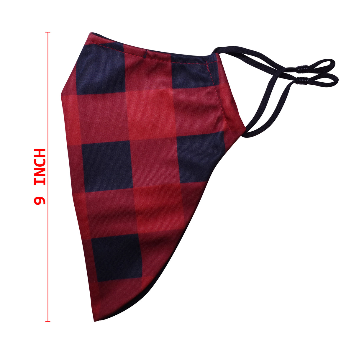 Christmas Theme Beard Face Mask - Red Buffalo Plaid - Medium