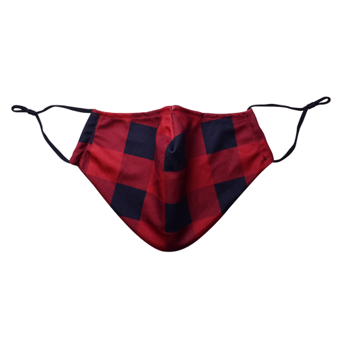 Christmas Theme Beard Face Mask - Red Buffalo Plaid - Short