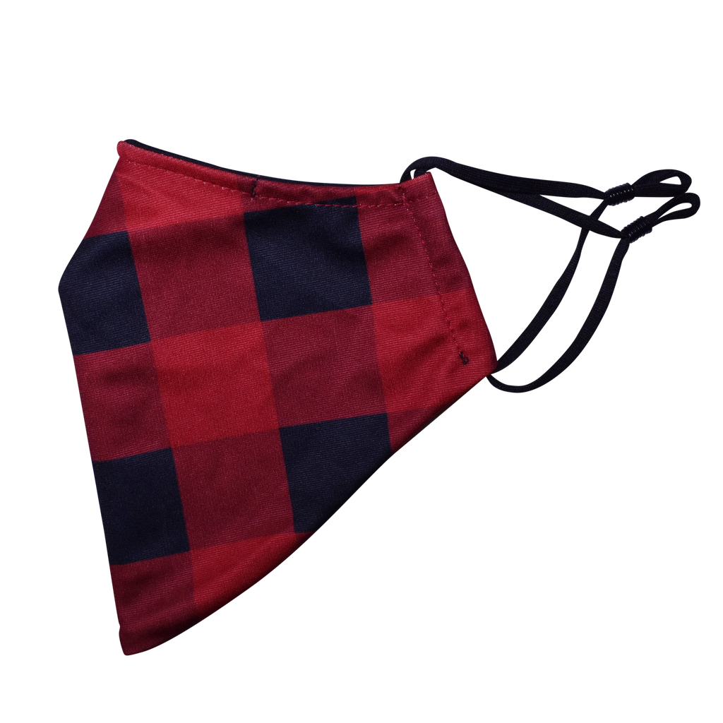 Christmas Theme Beard Face Mask - Red Buffalo Plaid - Short
