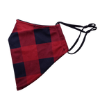 Christmas Theme Beard Face Mask - Red Buffalo Plaid - Short
