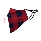 Christmas Theme Beard Face Mask - Red Buffalo Plaid - Short