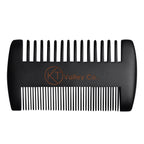 Double-Sided Wood Beard Comb with Sleeve - Black