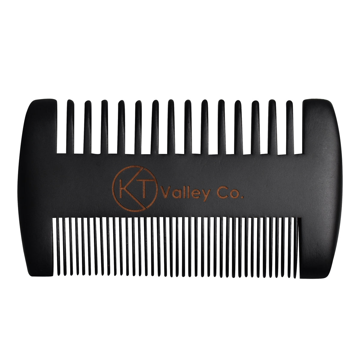 Double-Sided Wood Beard Comb with Sleeve - Black