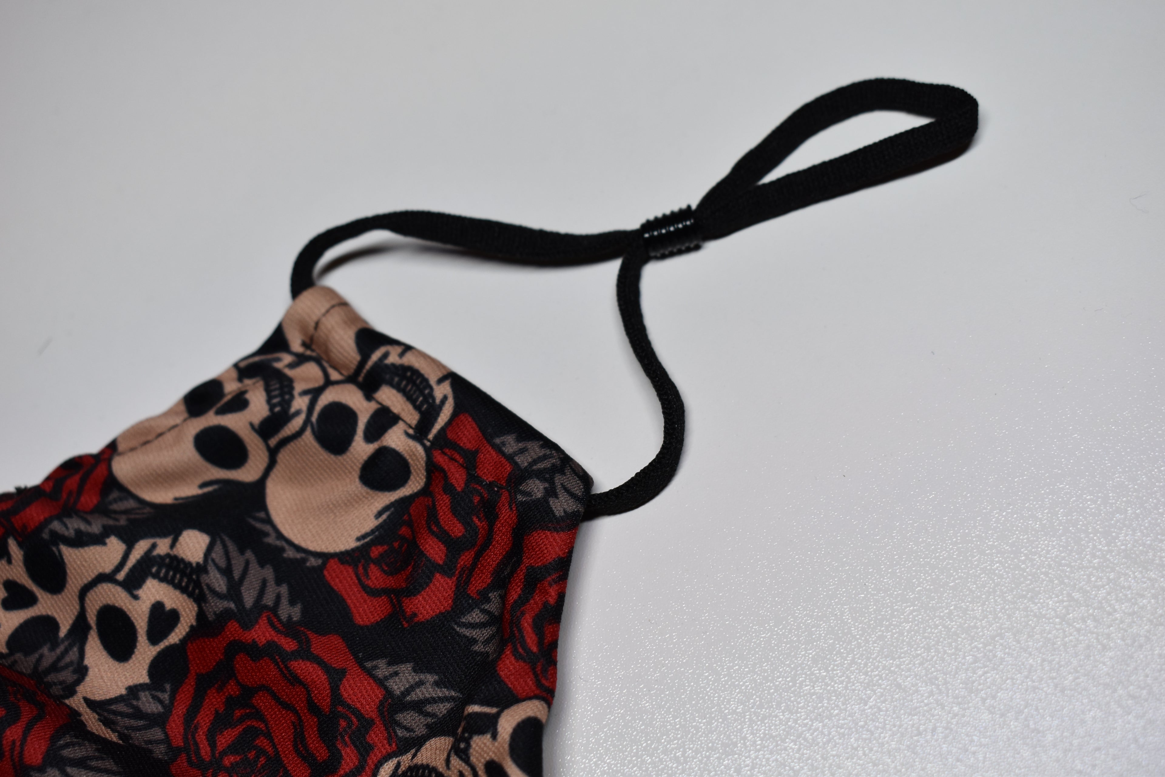 Halloween Theme Medium Beard Face Mask - Skull and Red Rose