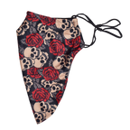 Halloween Theme Medium Beard Face Mask - Skull and Red Rose