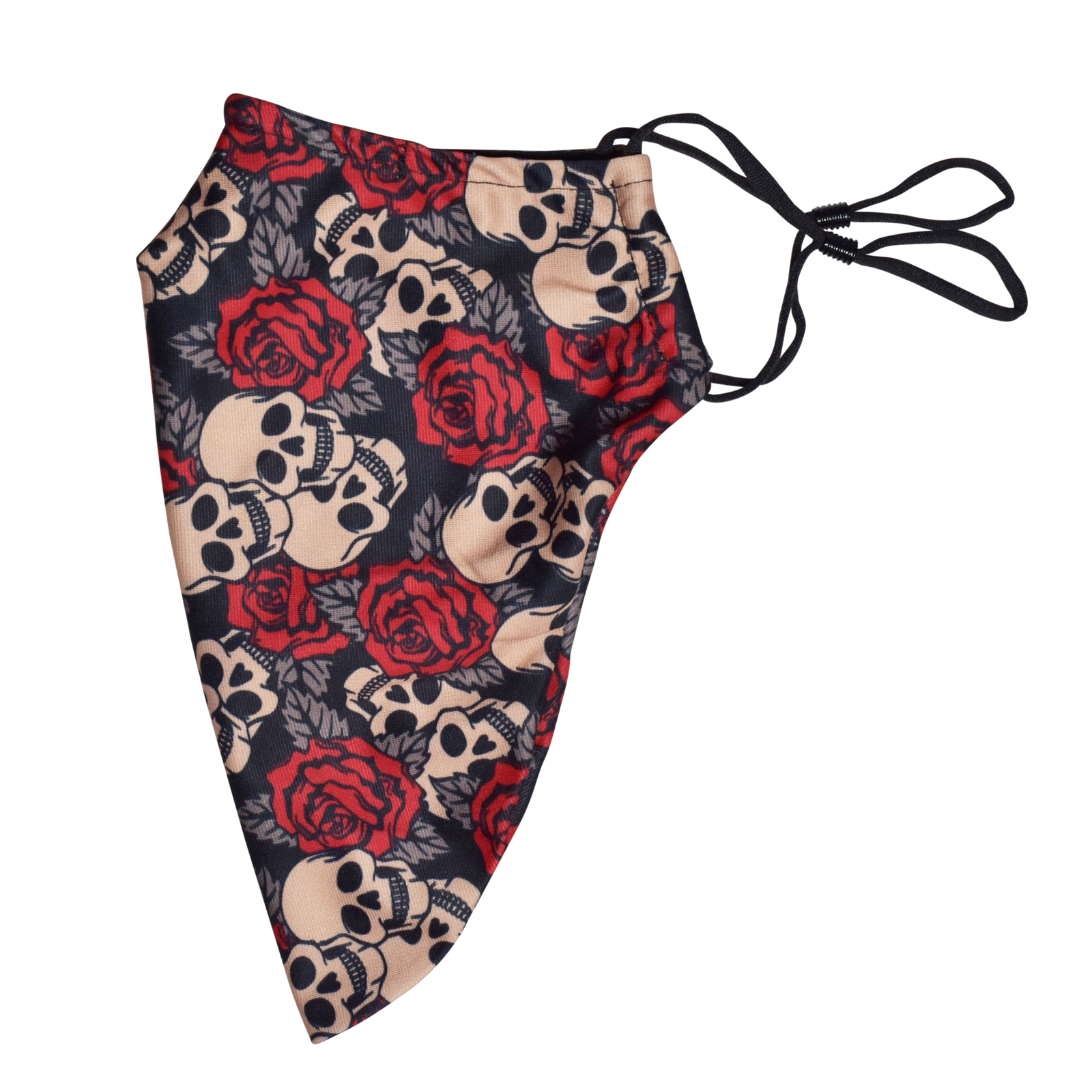 Halloween Theme Medium Beard Face Mask - Skull and Red Rose