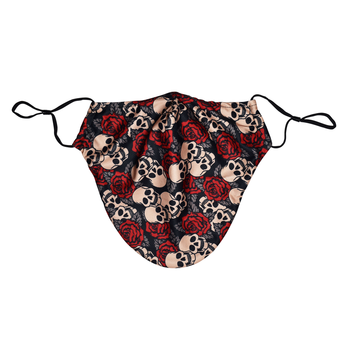 Halloween Theme Medium Beard Face Mask - Skull and Red Rose