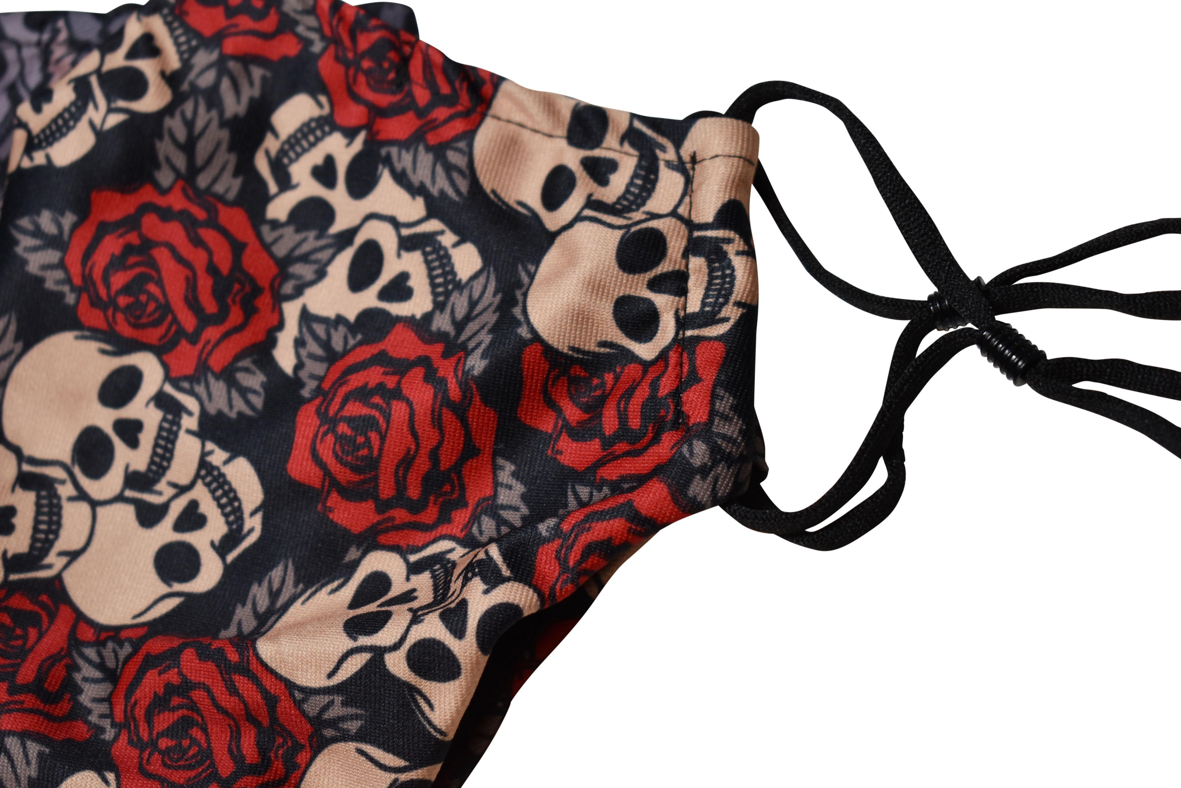 Halloween Theme Medium Beard Face Mask - Skull and Red Rose
