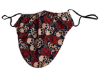 Halloween Theme Medium Beard Face Mask - Skull and Red Rose