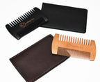 Double-Sided Wood Beard Comb with Sleeve - Black