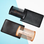 Double-Sided Wood Beard Comb with Sleeve - Black