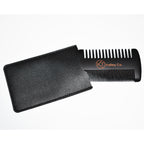 Double-Sided Wood Beard Comb with Sleeve - Black