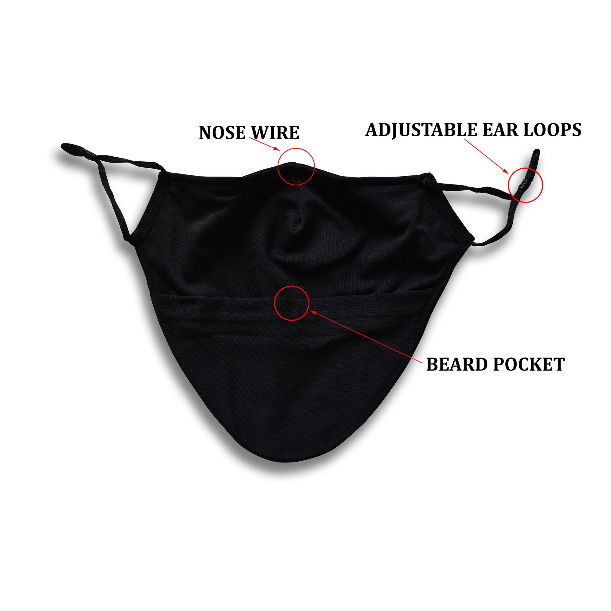 Large Beard Mask For Long Beard (18") - Black