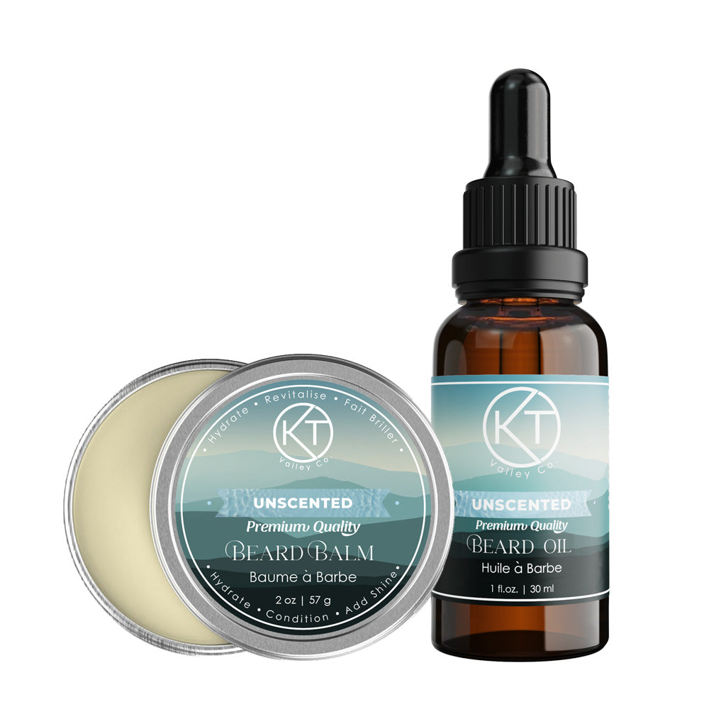 Natural Beard Oil & Beard Balm Set - Unscented